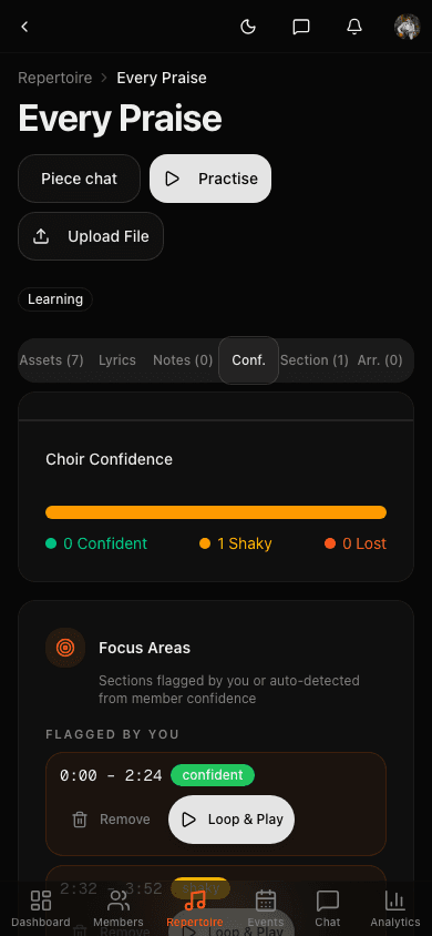 Confidence tracking on mobile